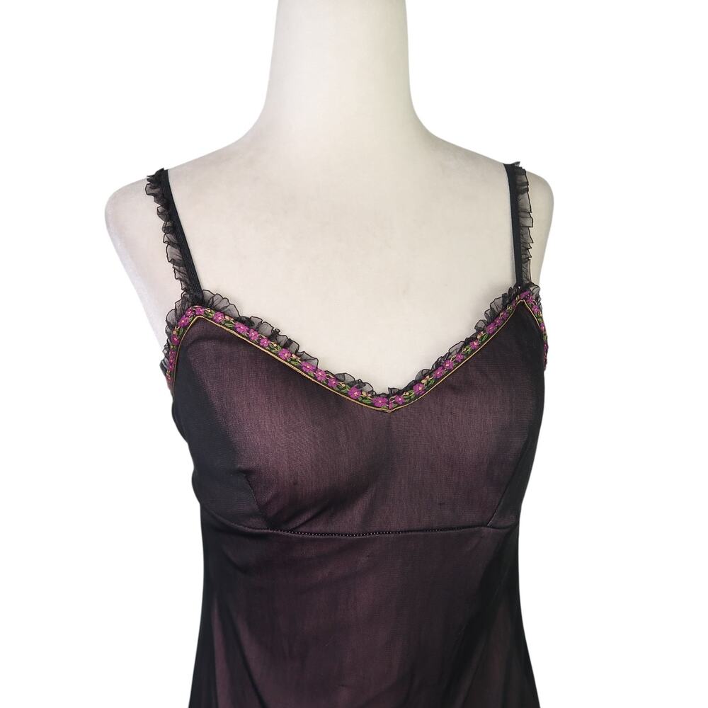 Vintage Y2K Rampage Black Sheer Mesh Slip Babydoll Mini Dress S - Picture 2 of 7